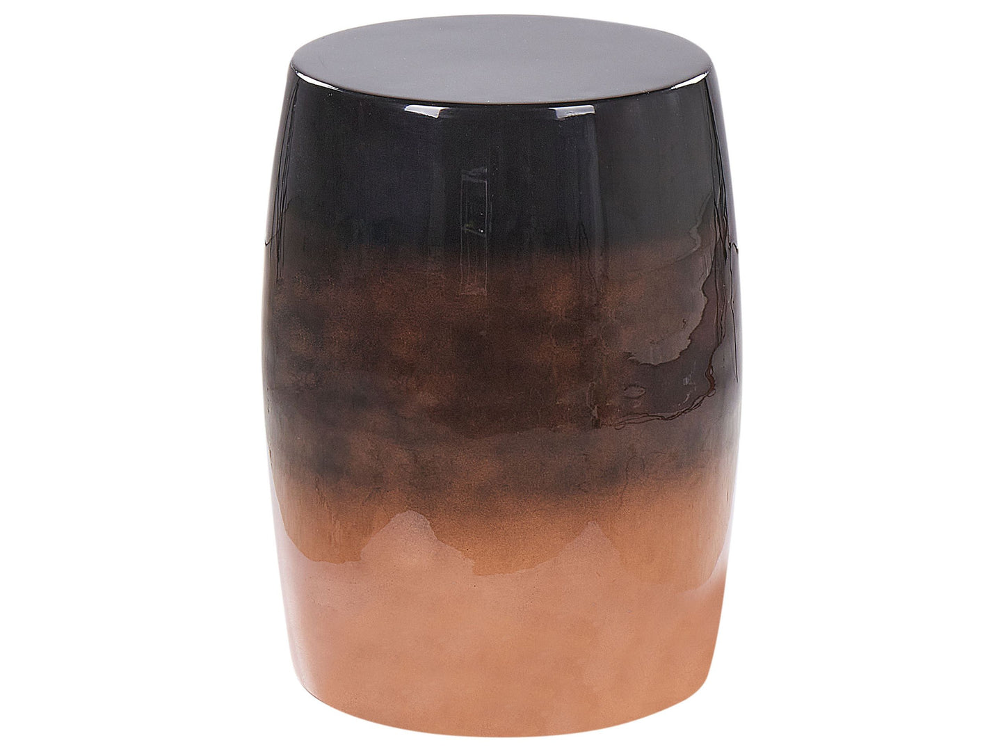 Accent Side Table Black And Golden Brown Iron Drum 28cm Round Top Modern For Living Room And Bedroom