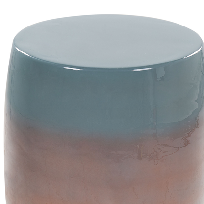 Accent Side Table Golden Brown And Blue Iron 28cm Round Drum