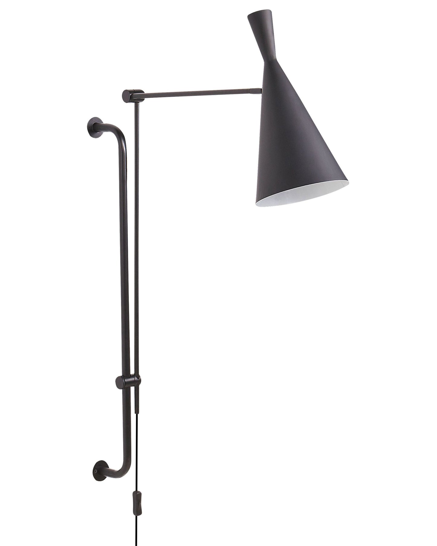 Luma Wall Lamp Black Steel 1 Light Adjustable Arm Cone Shade