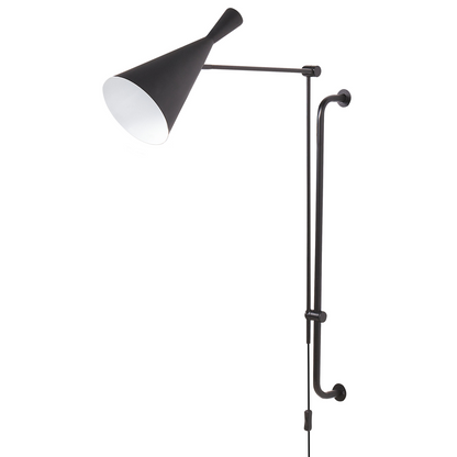 Luma Wall Lamp Black Steel 1 Light Adjustable Arm Cone Shade