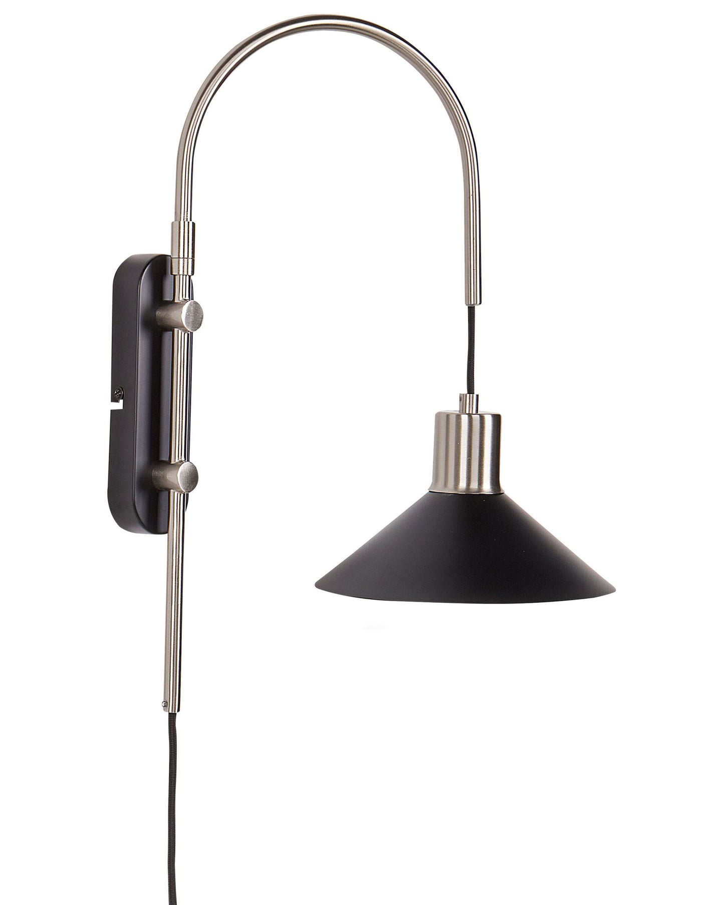 Wall Lamp Black Silver 1 Light Cone Shade Modern Industrial