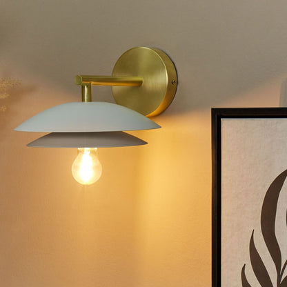 Luxe Wall Lamp White Gold Metal Cone Shade 22 x 29 x 14cm Modern Glam Double Open Bulb Design