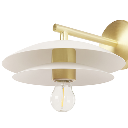 Luxe Wall Lamp White Gold Metal Cone Shade 22 x 29 x 14cm Modern Glam Double Open Bulb Design