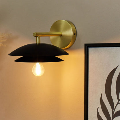 Wall Lamp Black Gold Metal Cone Shade 22 x 29 x 14cm Modern Glam Accent Lighting