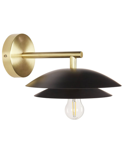 Wall Lamp Black Gold Metal Cone Shade 22 x 29 x 14cm Modern Glam Accent Lighting