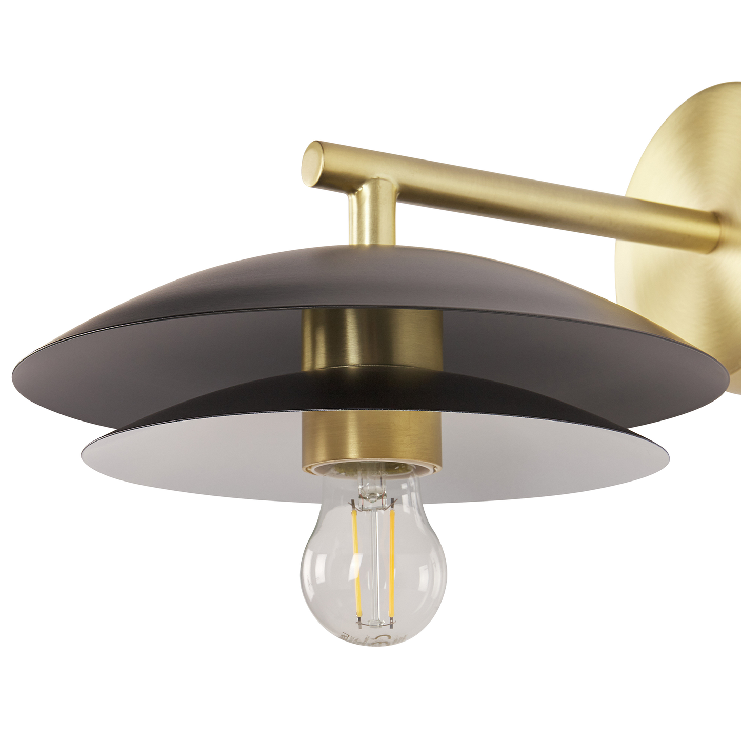 Wall Lamp Black Gold Metal Cone Shade 22 x 29 x 14cm Modern Glam Accent Lighting