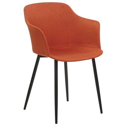 Set of 2 Dining Chairs Orange Upholstered Black Legs Retro