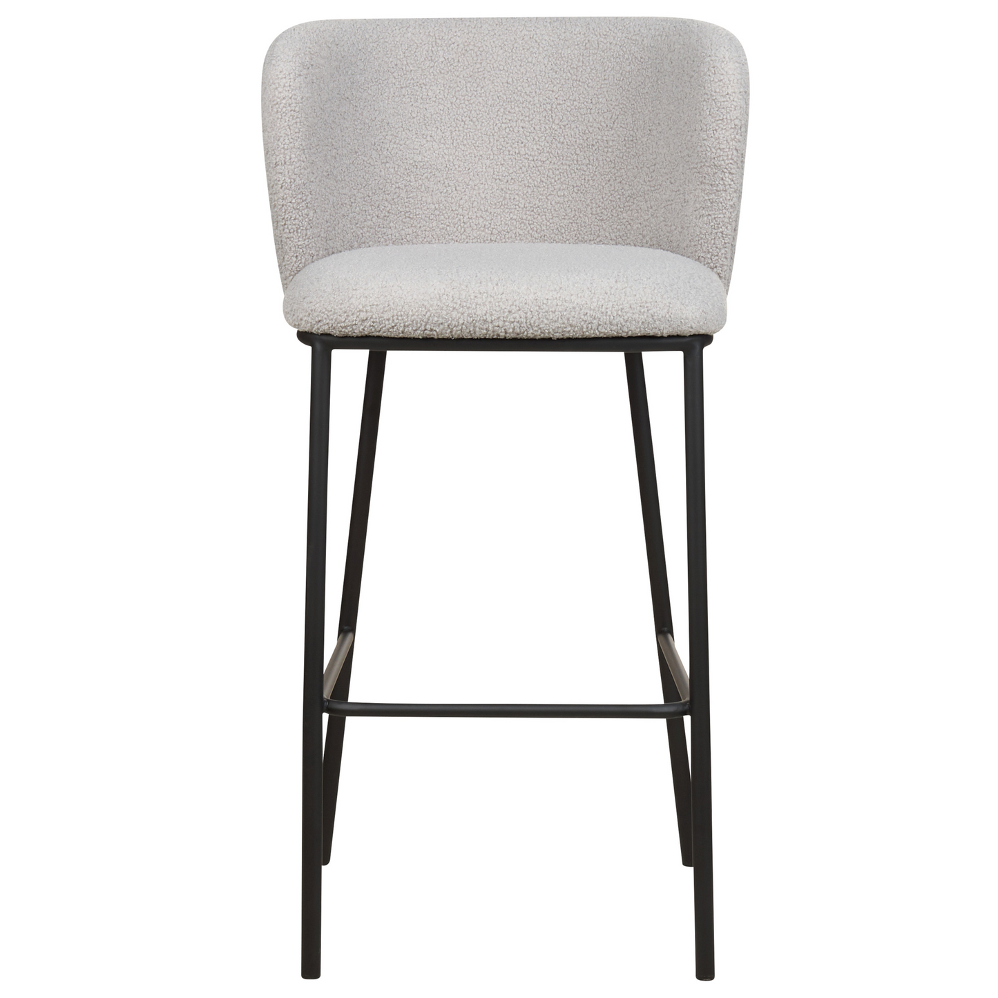 Set 2 Grey Boucle Bar Chairs with Black Metal Legs Armless Curved Backrest Modern Dining