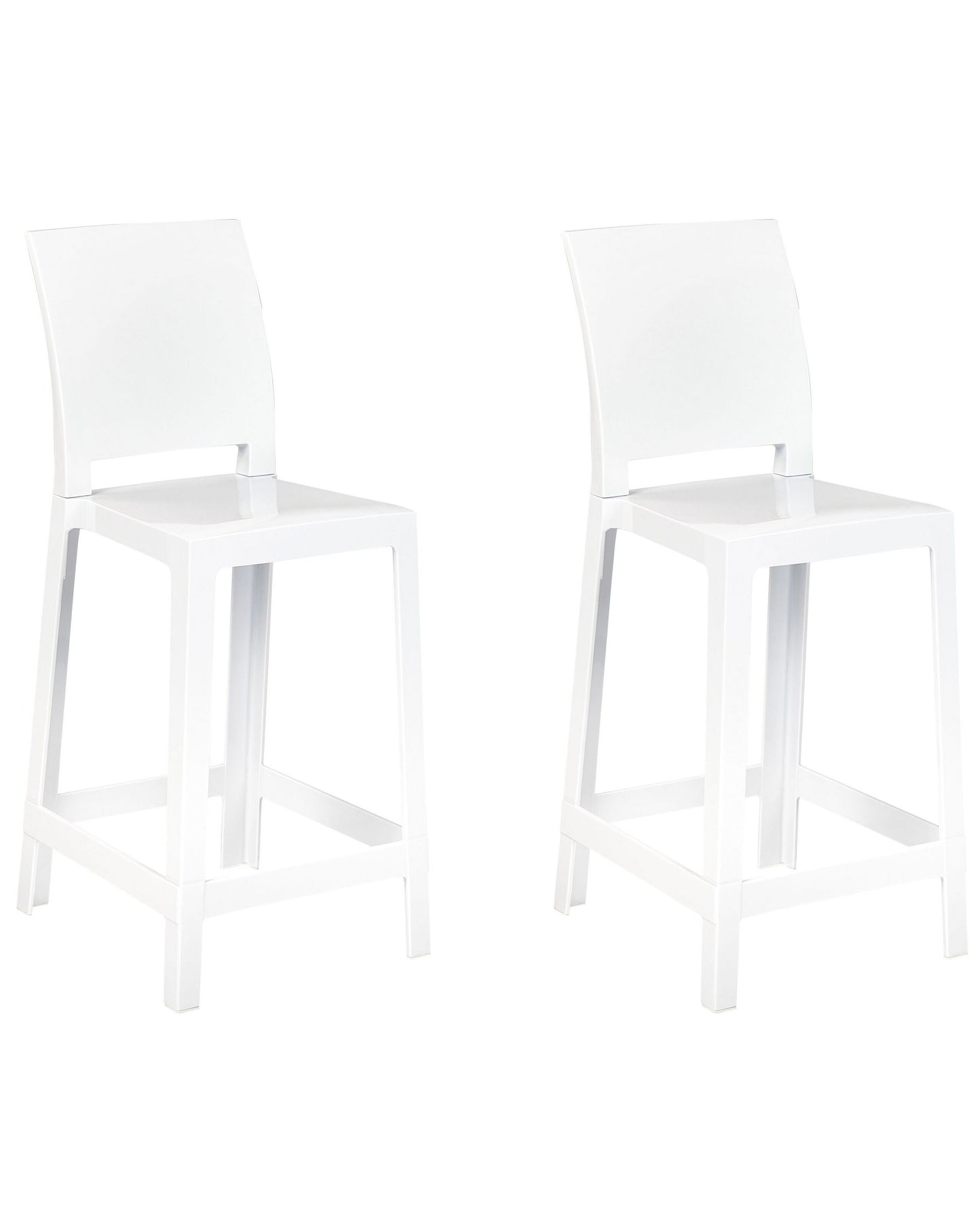 White Plastic Bar Stool Set Of 2 99cm Counter Chairs For Kitchen Island Modern Dining