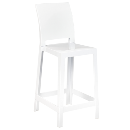 White Plastic Bar Stool Set Of 2 99cm Counter Chairs For Kitchen Island Modern Dining