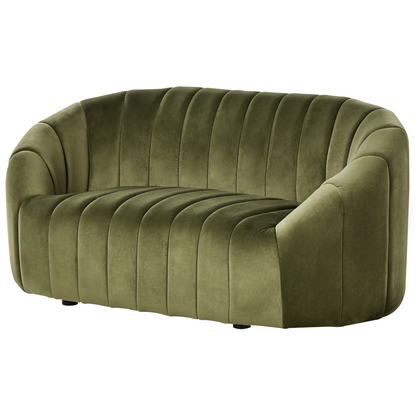 Six Seater Sofa Set Dark Green Velvet Tufted Low Back