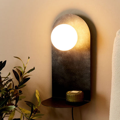Wall Lamp Dark Graphite Grey Steel Glass Shade On Off Switch