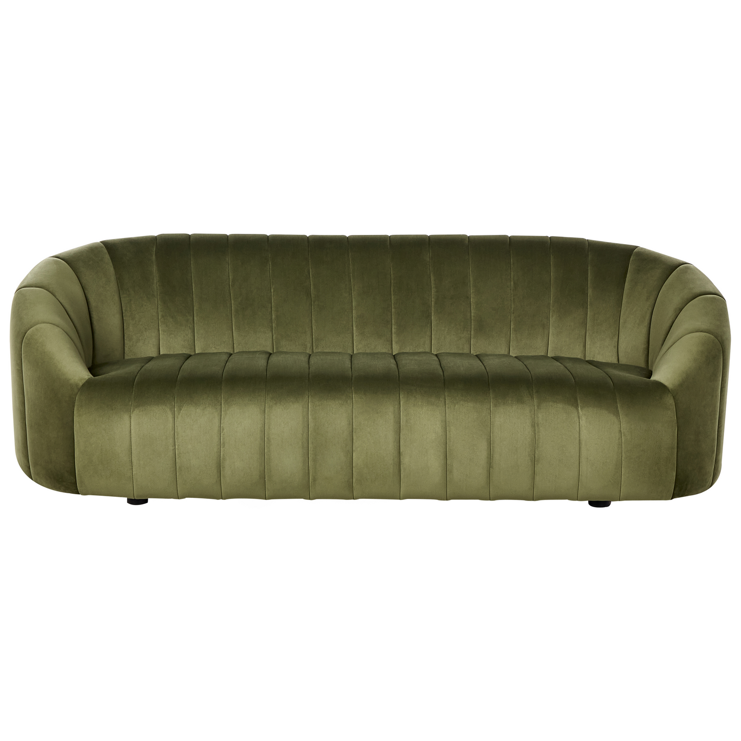 Six Seater Sofa Set Dark Green Velvet Tufted Low Back