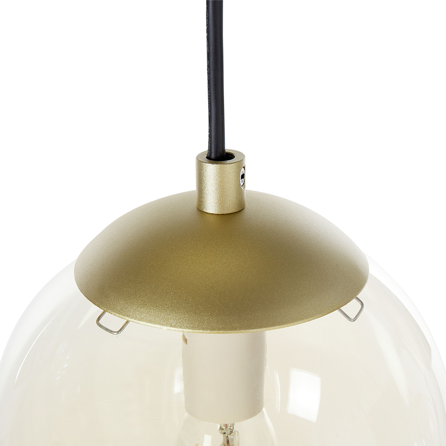 5 Light Pendant Lamp Gold Smoked Glass Black Base Modern