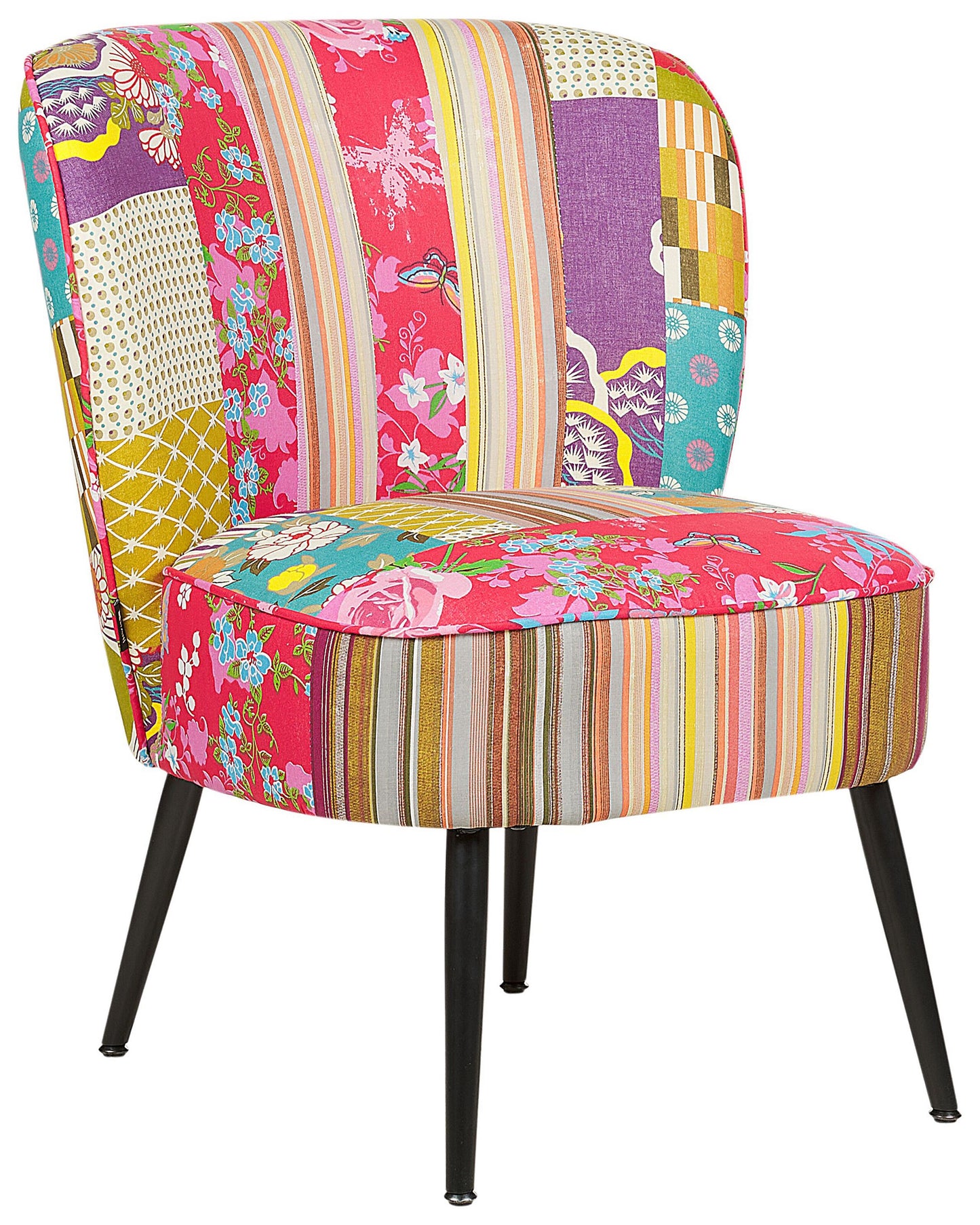 Multicolour Patchwork Armchair Armless Accent Chair With Metal Legs Modern Design For Living Room
