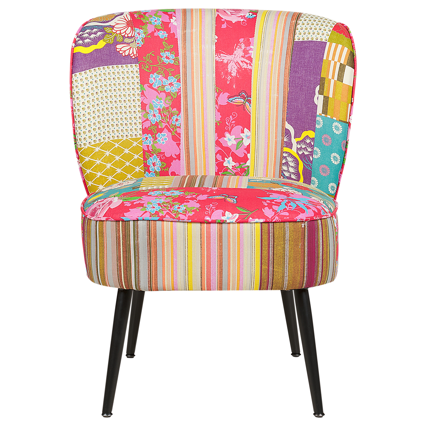 Multicolour Patchwork Armchair Armless Accent Chair With Metal Legs Modern Design For Living Room