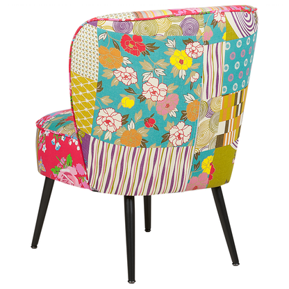 Multicolour Patchwork Armchair Armless Accent Chair With Metal Legs Modern Design For Living Room