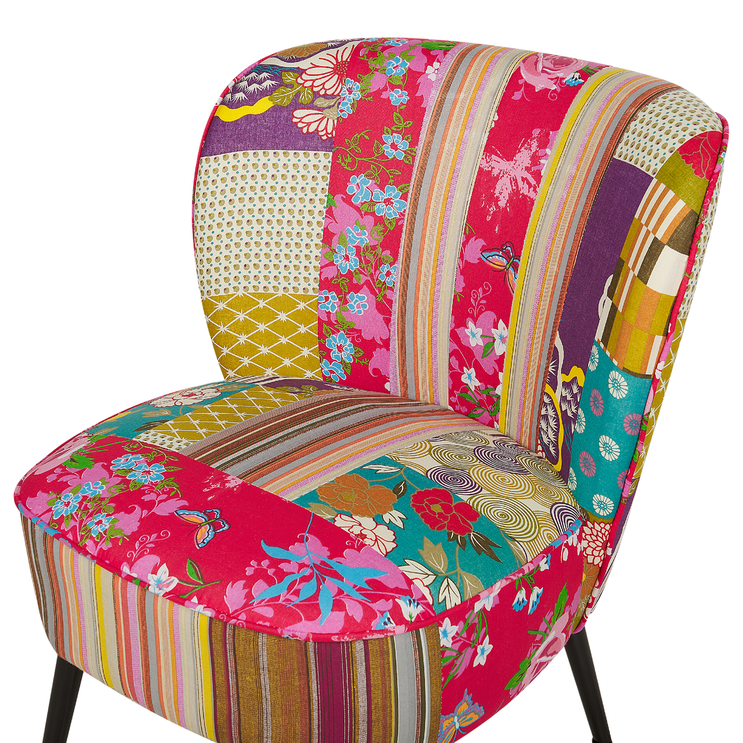 Multicolour Patchwork Armchair Armless Accent Chair With Metal Legs Modern Design For Living Room