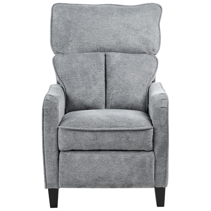 Heritage Living Reclining Armchair Grey Fabric With Adjustable Back And Footstool High Back Vintage Style