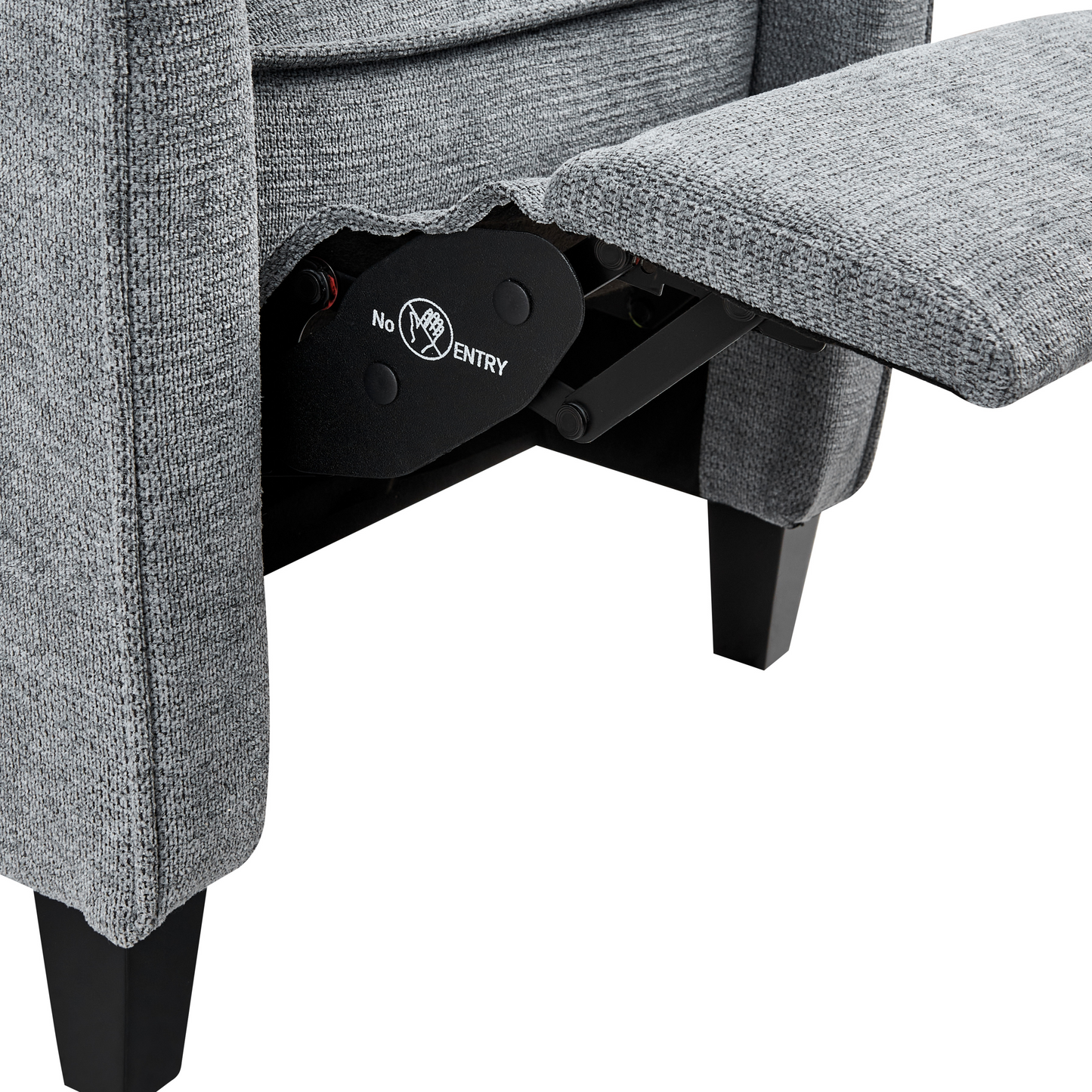 Heritage Living Reclining Armchair Grey Fabric With Adjustable Back And Footstool High Back Vintage Style