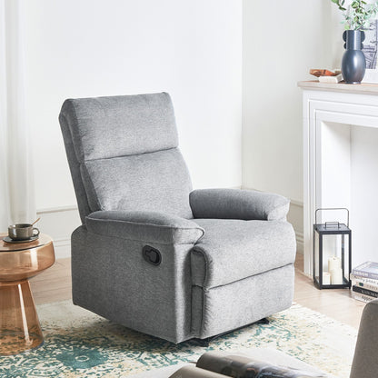 Grey Polyester Fabric Armchair With Footrest Modern Contemporary Style Sofa Chair