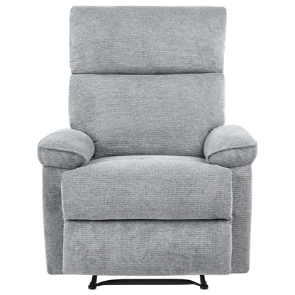 Grey Polyester Fabric Armchair With Footrest Modern Contemporary Style Sofa Chair