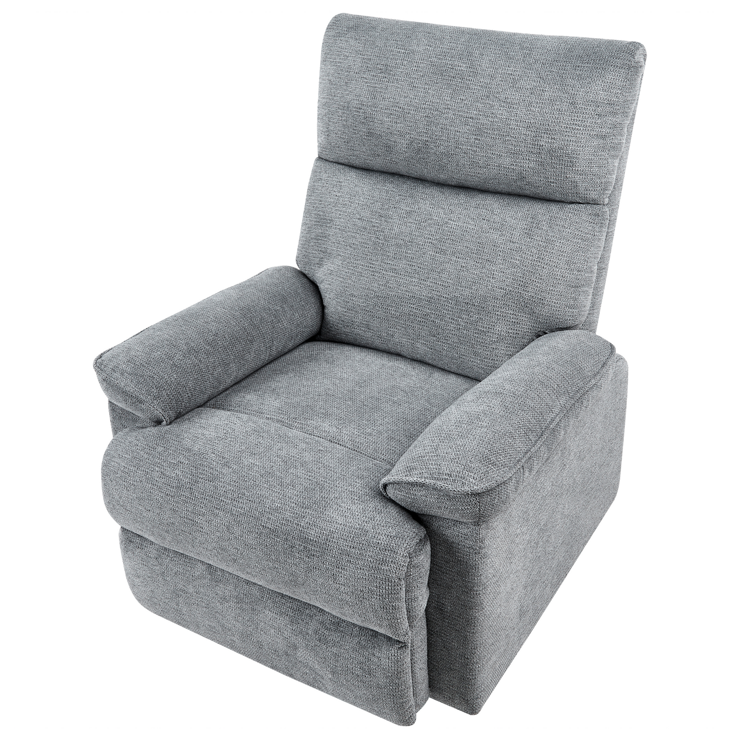 Grey Polyester Fabric Armchair With Footrest Modern Contemporary Style Sofa Chair