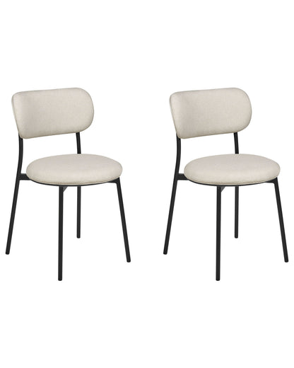 Living Beige Polyester Armless Dining Chairs Set Of 2 With Durable Metal Legs For Kitchen And Dining