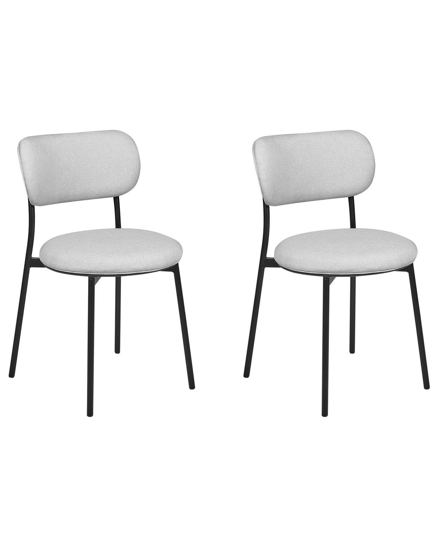 Set Of 2 Grey Polyester Armless Dining Chairs With Metal Legs For Dining Room Kitchen