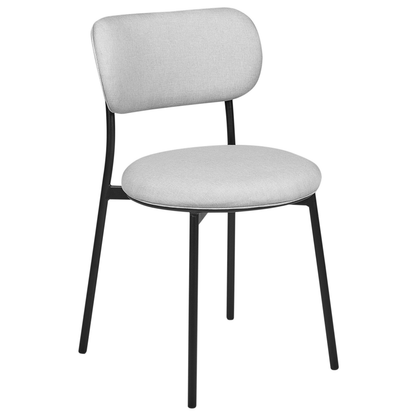 Set Of 2 Grey Polyester Armless Dining Chairs With Metal Legs For Dining Room Kitchen