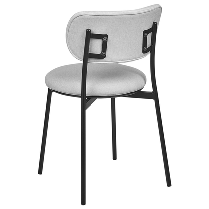 Set Of 2 Grey Polyester Armless Dining Chairs With Metal Legs For Dining Room Kitchen