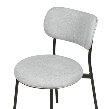 Set Of 2 Grey Polyester Armless Dining Chairs With Metal Legs For Dining Room Kitchen