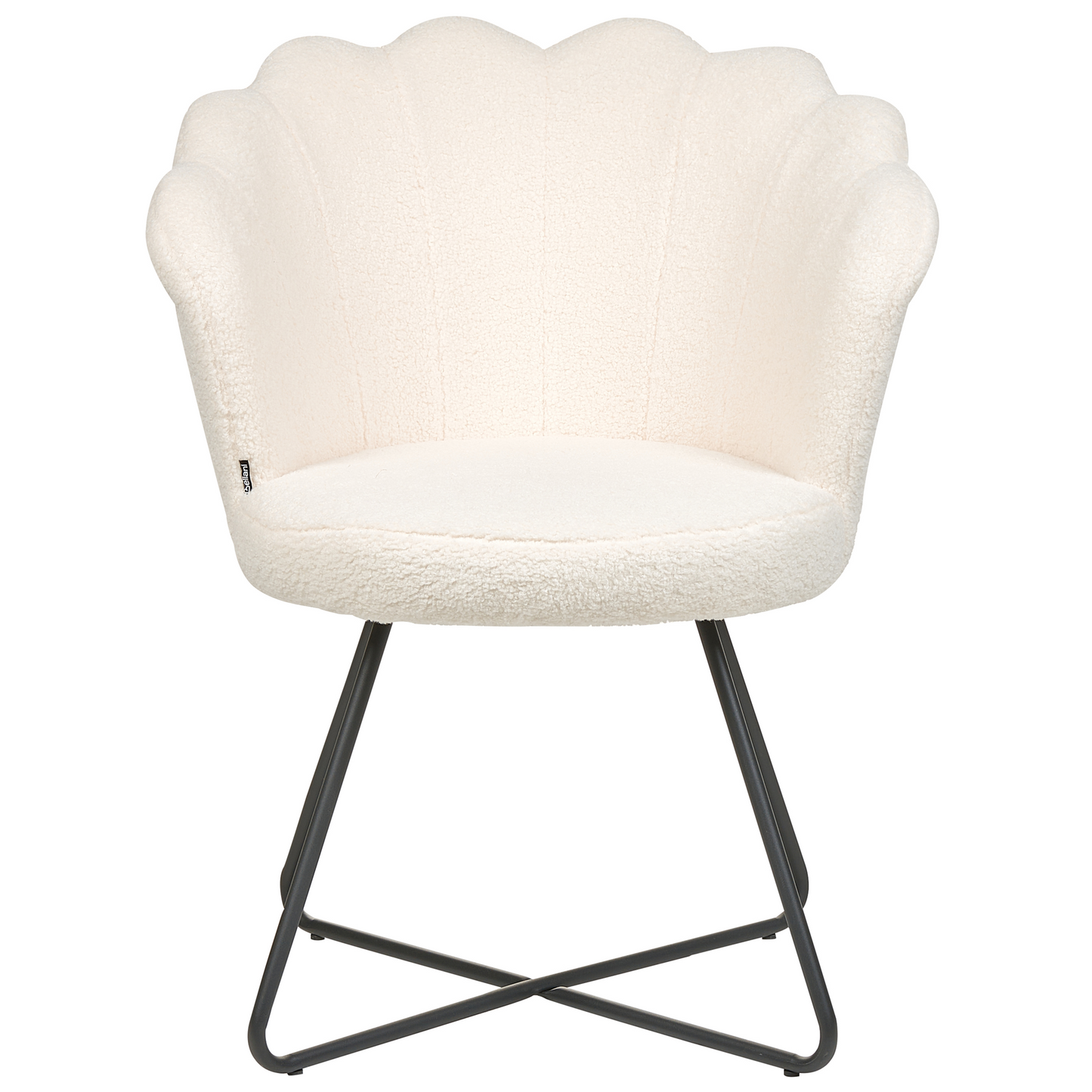 X Armless Boucl? Shell Chair White With Black Metal Frame