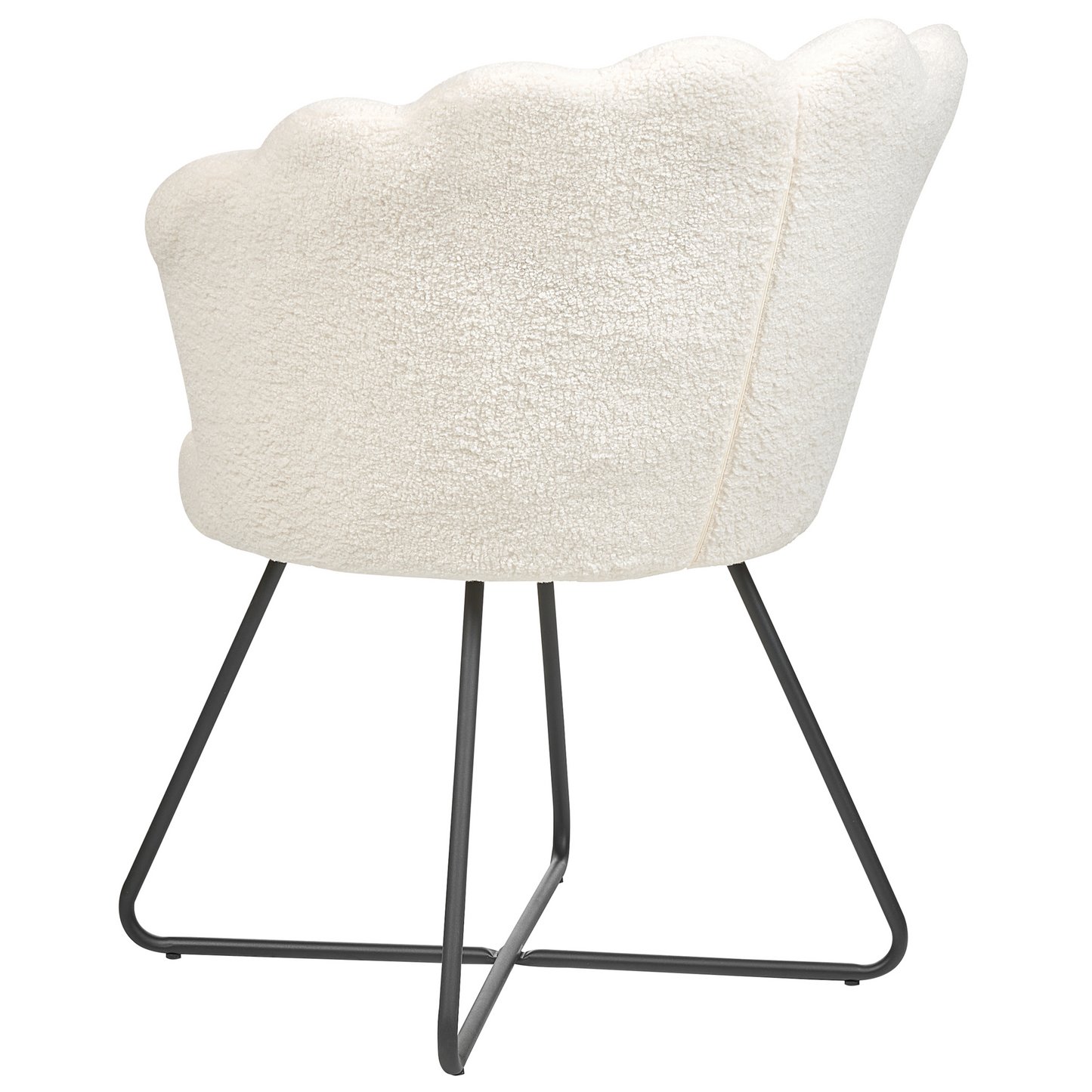 X Armless Boucl? Shell Chair White With Black Metal Frame