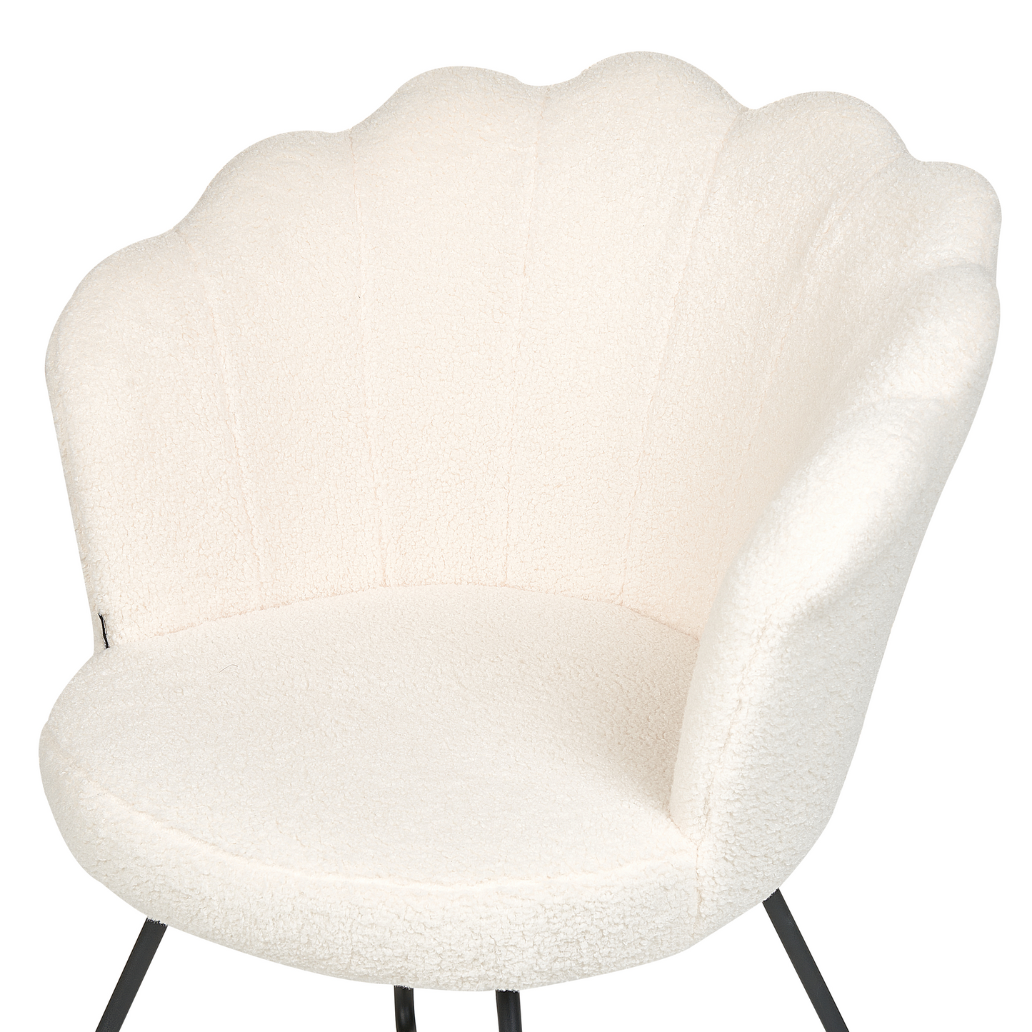 X Armless Boucl? Shell Chair White With Black Metal Frame