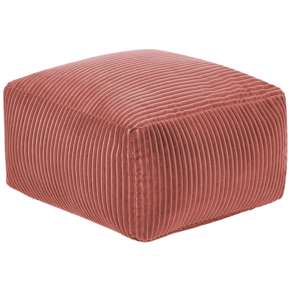 Pouffe Light Red Corduroy EPS Beads Filling Footstool