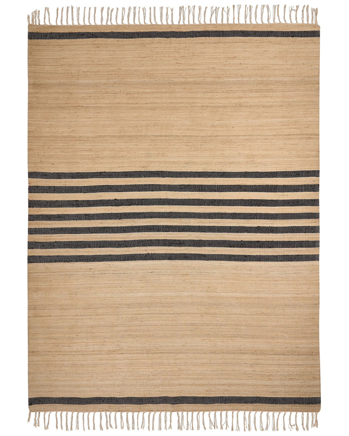 Beige Area Rug 160 x 230cm Braided Jute Cotton Blend Striped