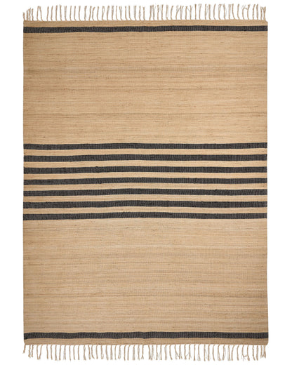 Beige Area Rug 160 x 230cm Braided Jute Cotton Blend Striped
