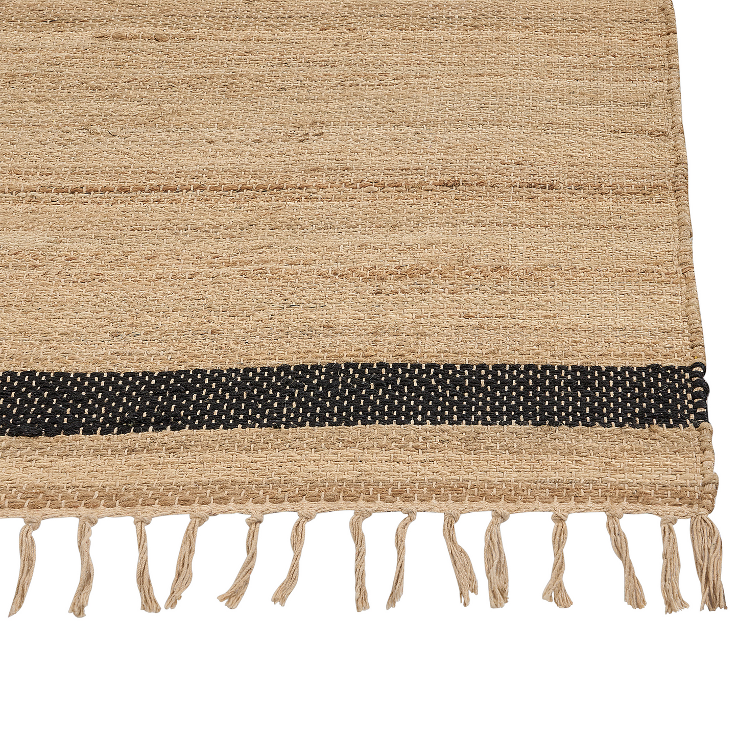 Beige Area Rug 160 x 230cm Braided Jute Cotton Blend Striped