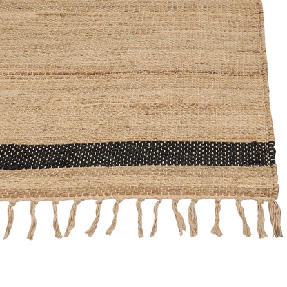 Beige Area Rug 160 x 230cm Braided Jute Cotton Blend Striped