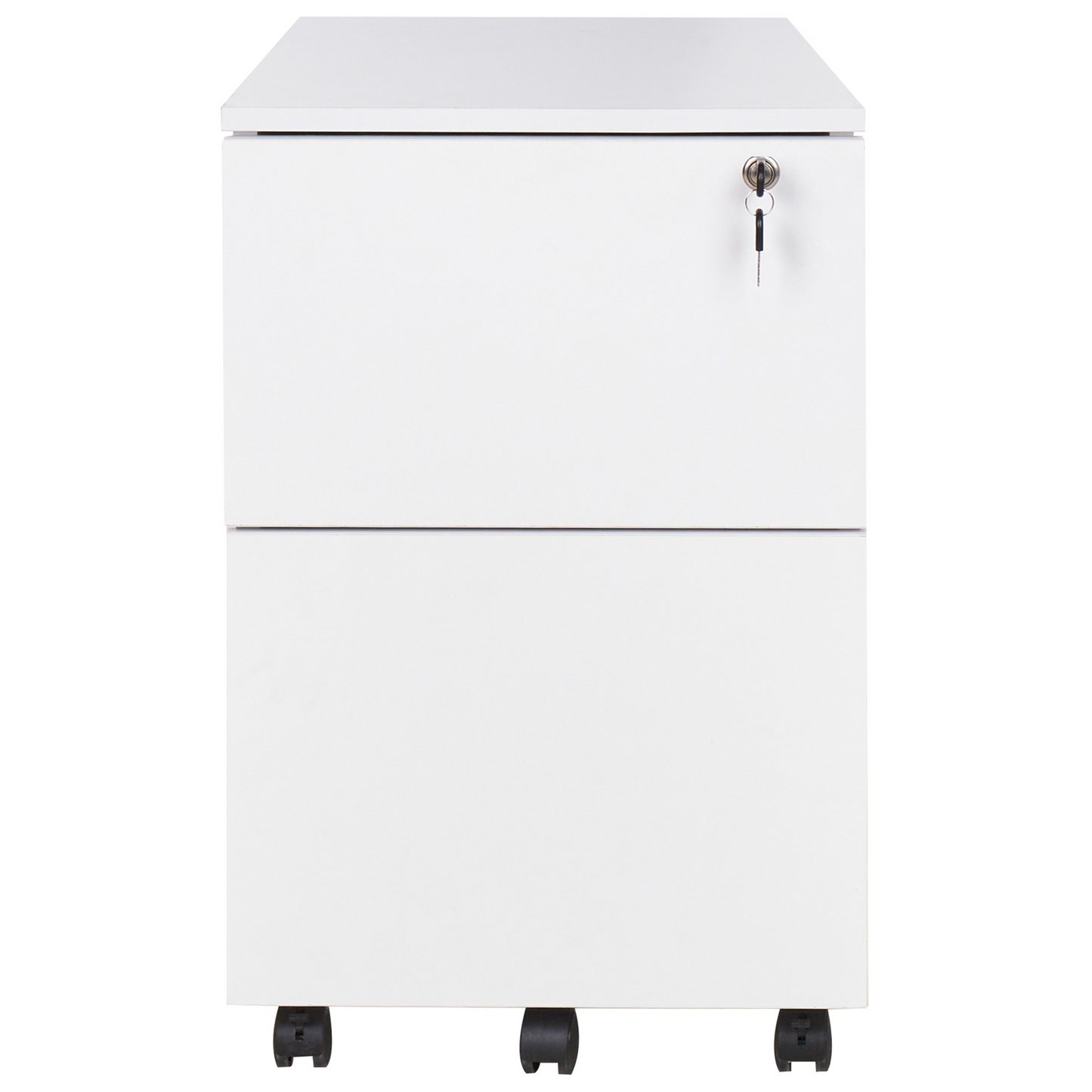 White Engineered Wood Office Storage with Castors 2 Drawers