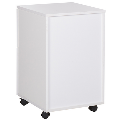White Engineered Wood Office Storage with Castors 2 Drawers