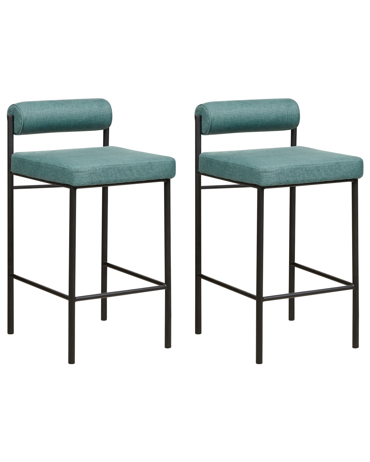 Teal Bar Chair Set Of 2 With Roll Backrest
