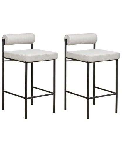 Modish Home Set of 2 Bar Chairs Light Grey Polyester Roll Backrest