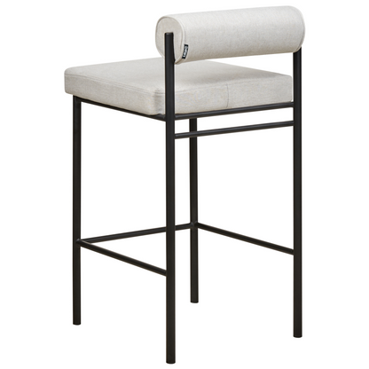 Modish Home Set of 2 Bar Chairs Light Grey Polyester Roll Backrest