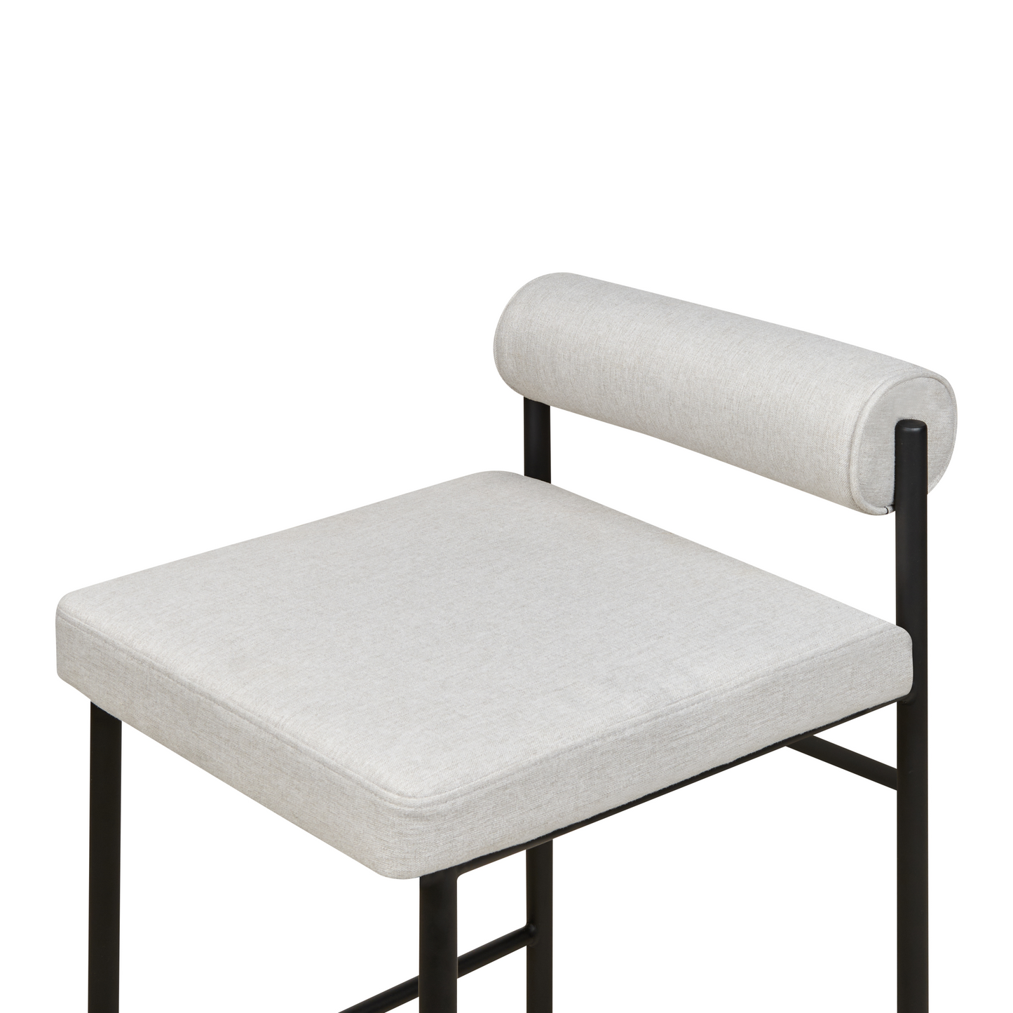 Modish Home Set of 2 Bar Chairs Light Grey Polyester Roll Backrest