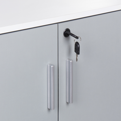 Storage Cabinet Light Grey White Two Door Office Locker