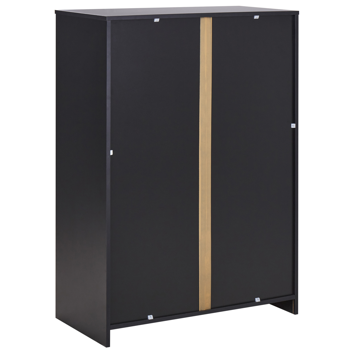 Storage Cabinet Light Brown Black Particle Board Key Locked 2 Door