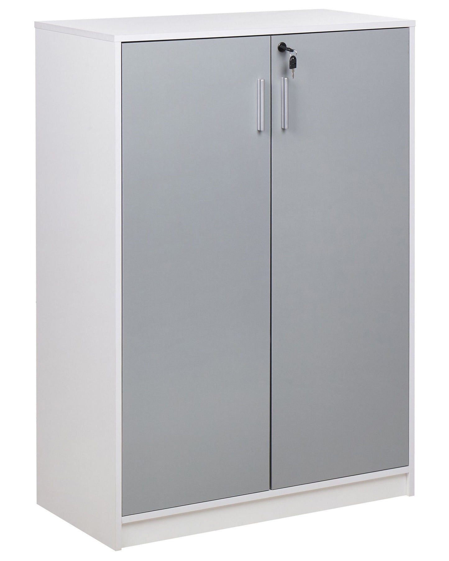 Locking 2-Door Storage Cabinet Light Grey White