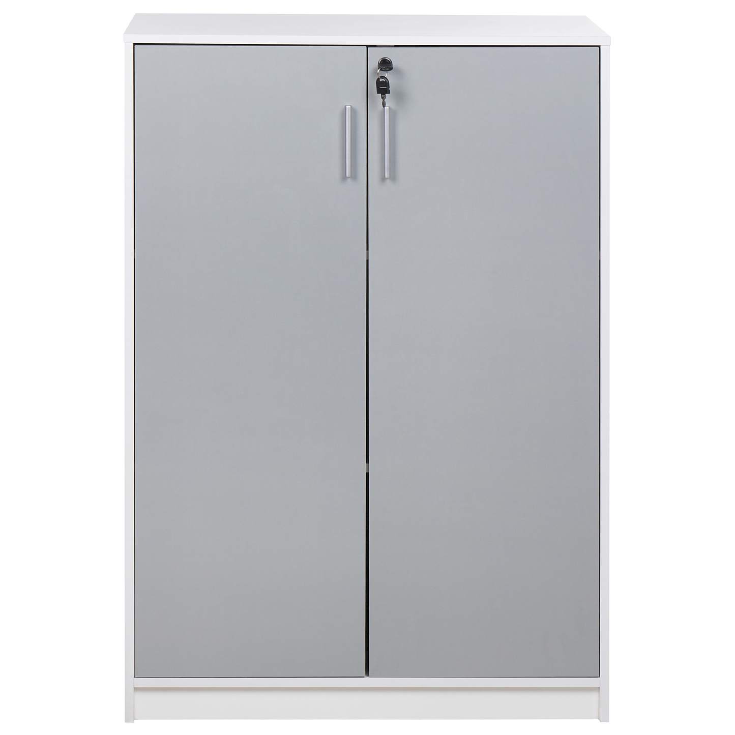 Locking 2-Door Storage Cabinet Light Grey White